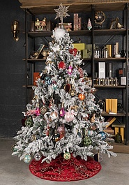 коврик-юбка под ёлку в интерьере Christmas Tree Skirt Burgundy 120 cm