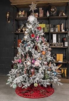 коврик-юбка под ёлку в интерьере Christmas Tree Skirt Burgundy 120 cm