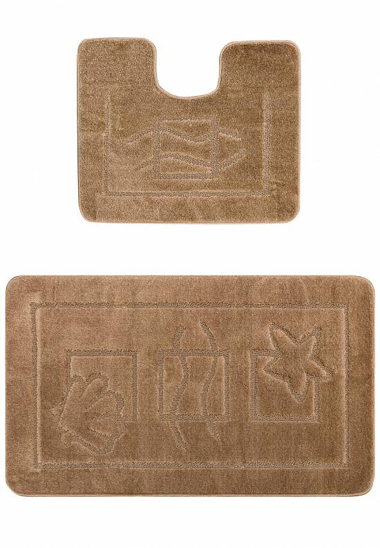 Коричневый комплект ковриков для ванной комнаты и туалета Maritime 2546 Light Brown BQ
