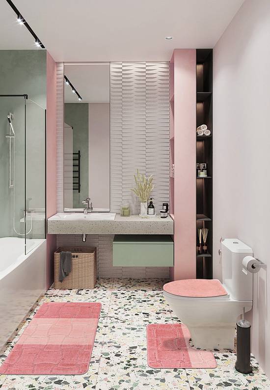 Комплект ковриков для ванной и туалета Sariyer 2580 Dusty Rose BQF