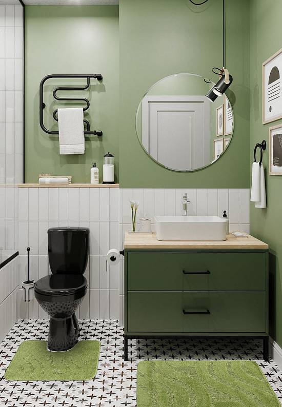 Зеленый комплект ковриков для ванной комнаты и туалета Symphony 2510 Green BQ