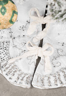 завязки коврика-юбки под ёлку Christmas Tree Skirt White And Silver 120 cm