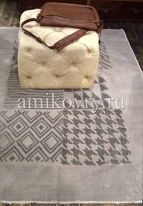 Безворсовый ковер ручной работы из Индии JHC-29 grey with multi patches discount