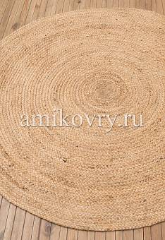 Двусторонняя циновка ручной работы Flatweave ECH 01 Natural White круг