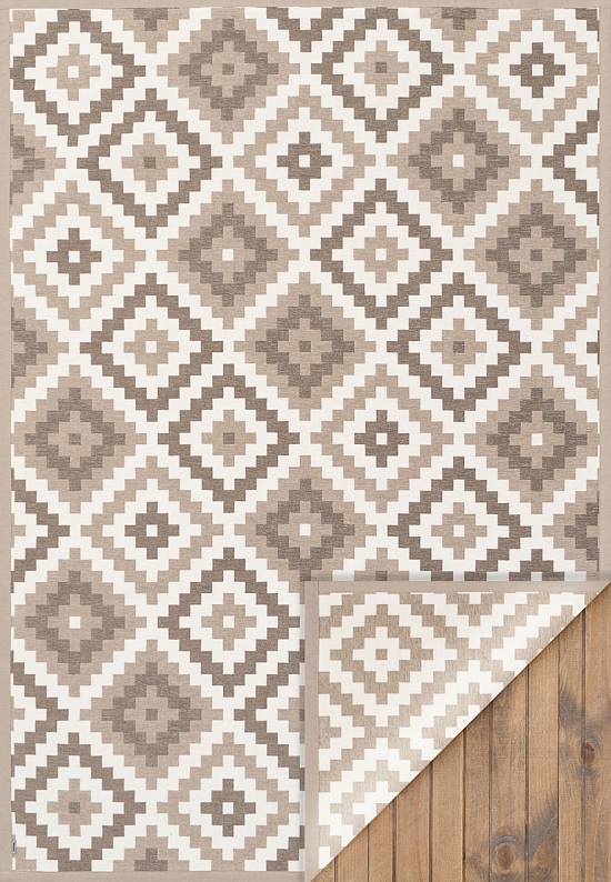Двусторонний безворсовый ковер Saka-Beige