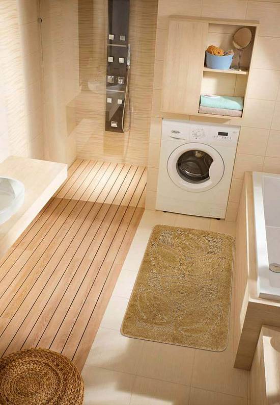 Бежевый коврик для ванной Flora 2519 Dark Beige