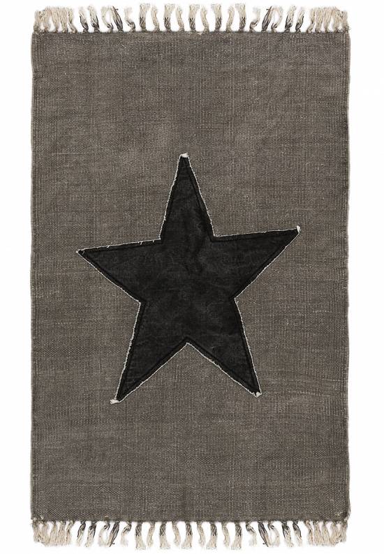 Безворсовый ковер из хлопка JHC-22 grey-black star patch