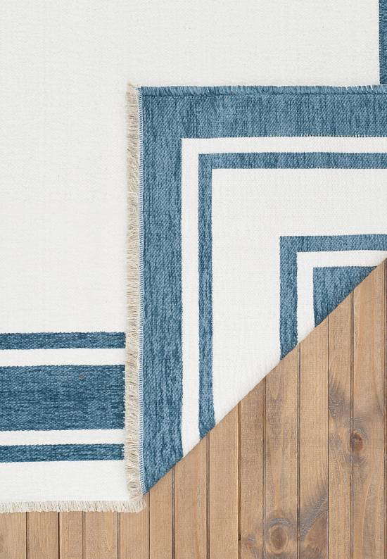 Двусторонний безворсовый ковер NK 06 Blue White