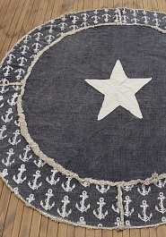 безворсовый ковер в перспективе JC International JHC-25 round blue-white anchors and star