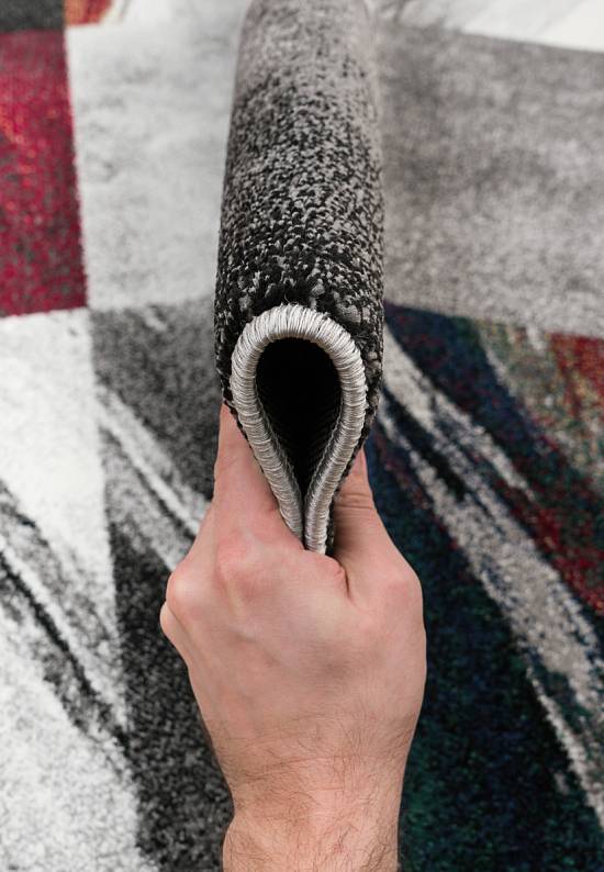 Современный синтетический ковер D819-Gray-Red