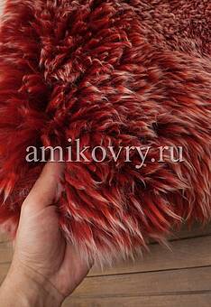 фактура овчины Новозеландская бордо-снежная круг
