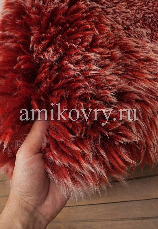 Новозеландская овчина бордо-снежная круг