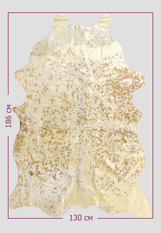 Натуральная шкура коровы хай-тек Золото на белом 1072