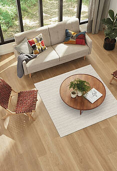 безворсовый ковер в интерьере Wool Line RW1176-R162 квадрат