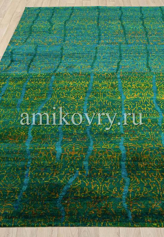 Индийский ковер из шелка SR-35A-3-Blue/Green