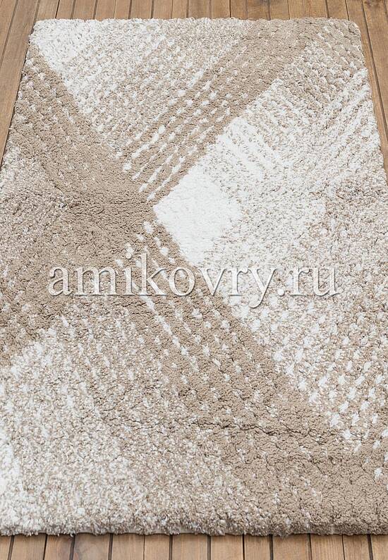 Бежевый коврик для ванной из хлопка Wall-Brown