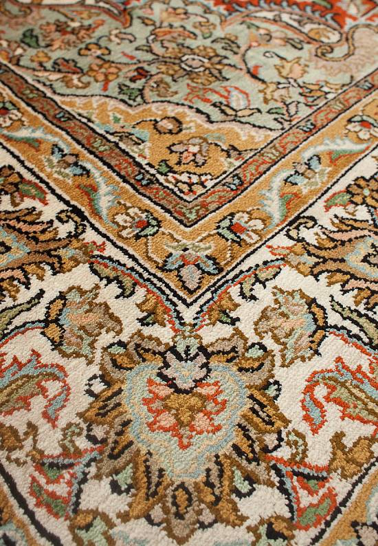 Шелковый ковер ручной работы из Индии 239994-Keshan red/beige