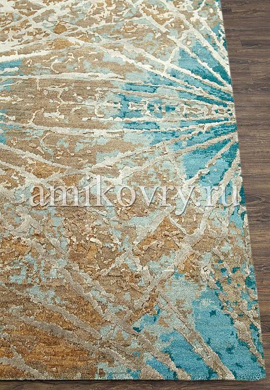 Дизайнерский ковер ручной работы 8/8-RWB ESK-400-Mink/Light Turquoise