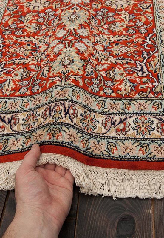 Шелковый ковер ручной работы из Индии 242102-Afshar red/beige
