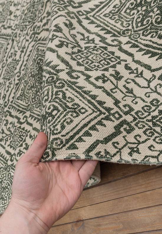 Безворсовый ковер из хлопка JHC-17-07 natural-green
