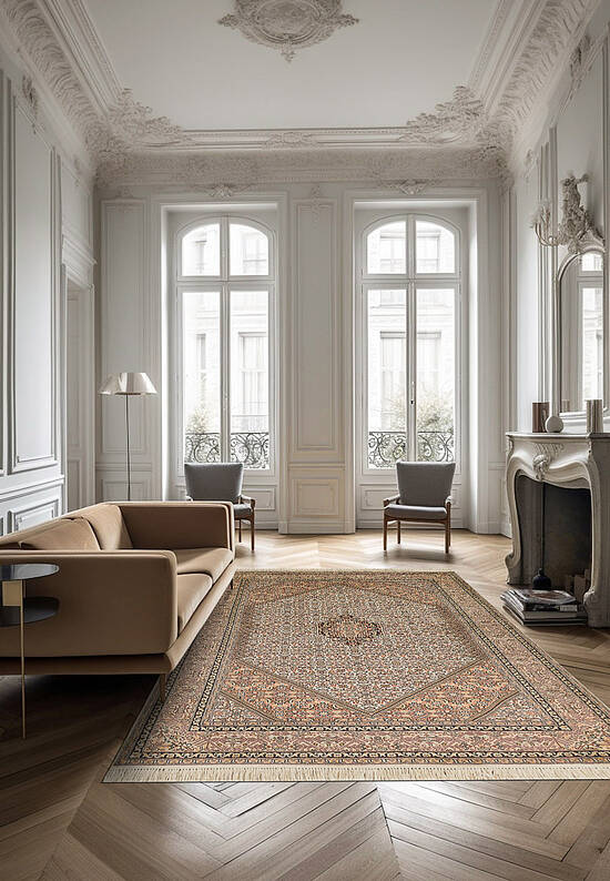 Шелковый ковер ручной работы IIST-GI9KK2JN2 Kashan White