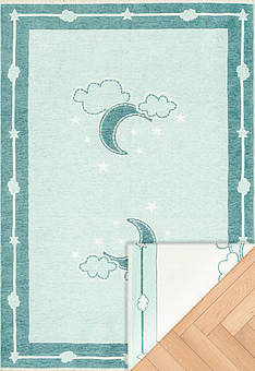 Двусторонний безворсовый ковер Noa Baby NB 01 Blue