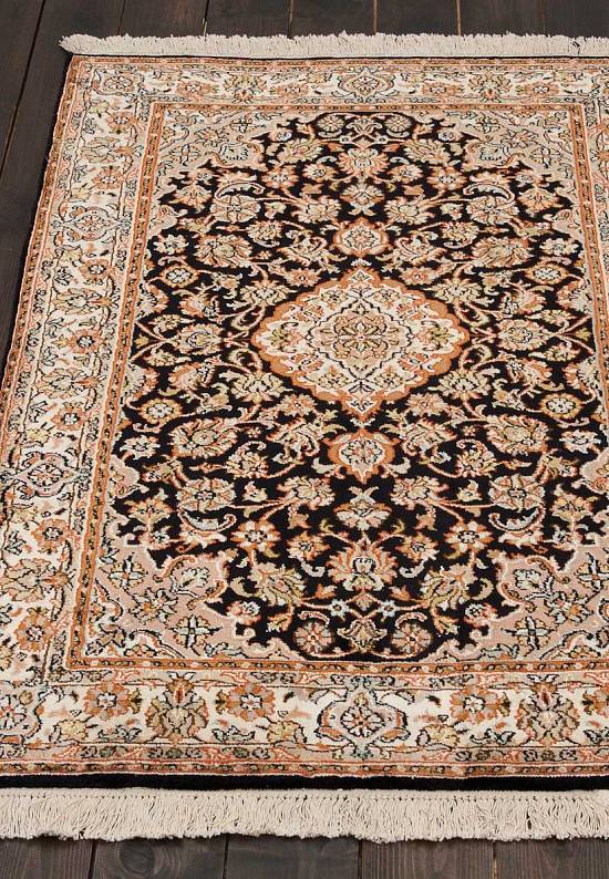 Шелковый ковер ручной работы из Индии 244235-Kerman blue/beige
