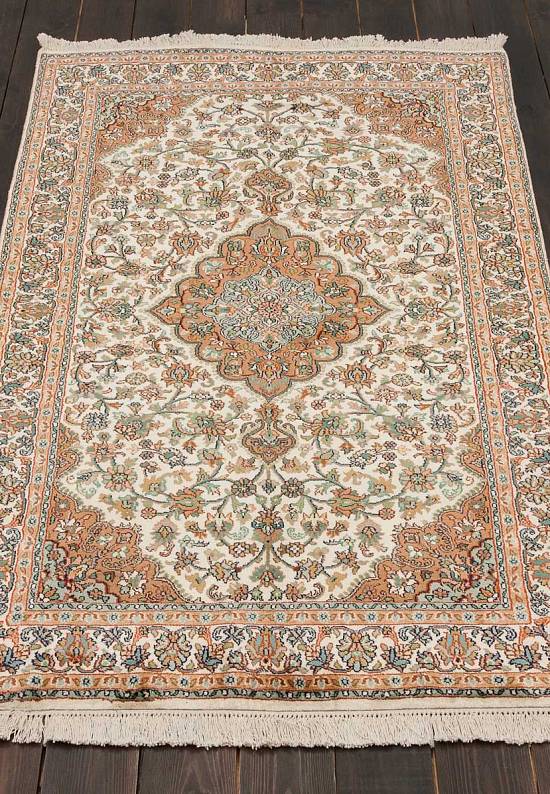 Шелковый ковер ручной работы из Индии 244190-Kerman beige/brown