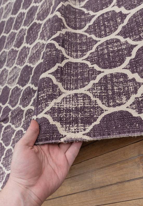 Безворсовый ковер из хлопка JHC-17-05 natural-purple