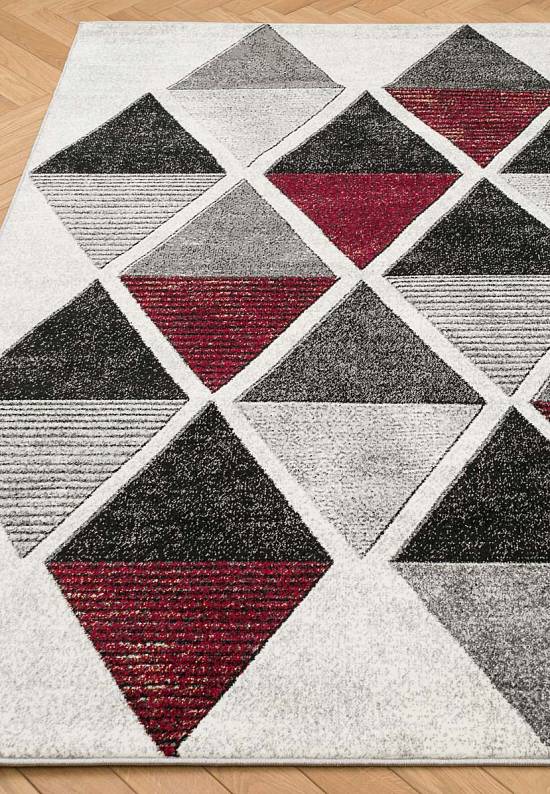 Современный синтетический ковер D810-Gray-Red
