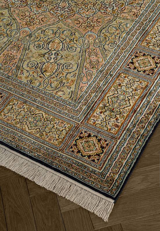 Шелковый ковер ручной работы 474884 Blue-Green