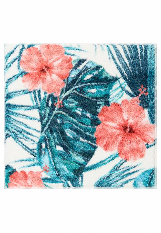 Бирюзовый коврик для ванной  Hibiscus 03 Coral