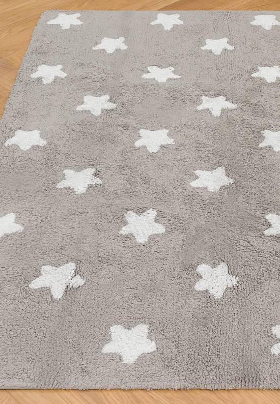 Детский стираемый ковер Stars Grey-White