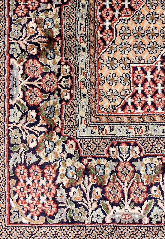 Шелковый ковер ручной работы из Индии Samudra Beige Blue