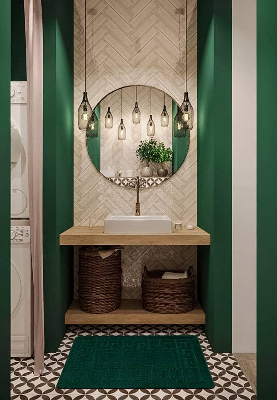 Зеленый коврик для ванной Ethnic 2536 Hunter Green