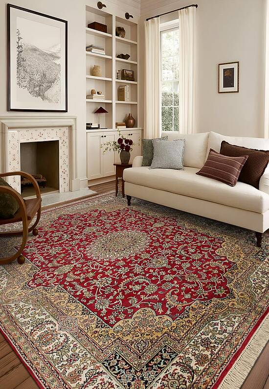 Шелковый ковер ручной работы IIST-GI9KK2NKN Kashan Red