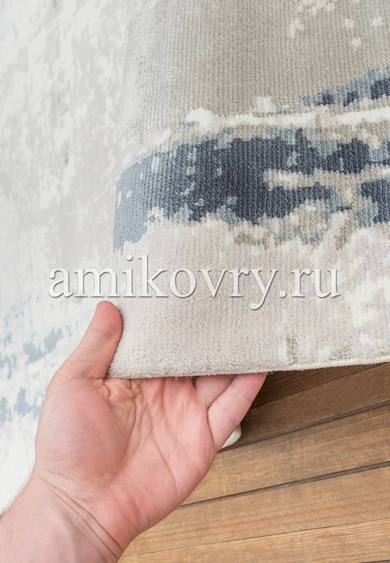 Винтажный турецкий ковер из шерсти и вискозы 637-Beige Blue