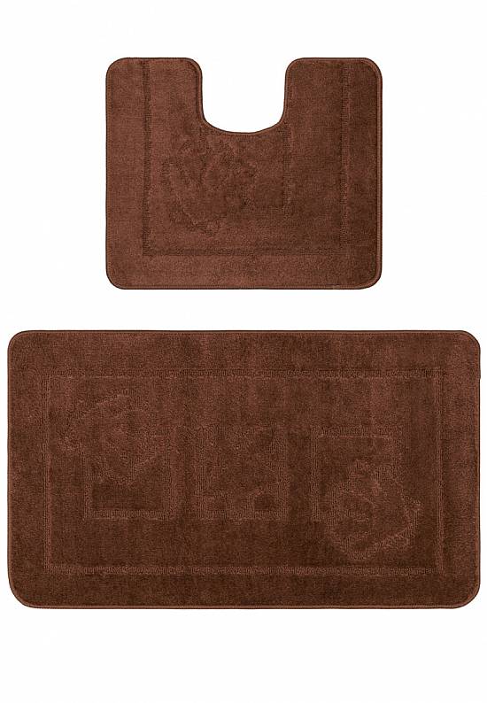 Коричневый комплект ковриков для ванной и туалета Maritime-2 2518 Brown BQ