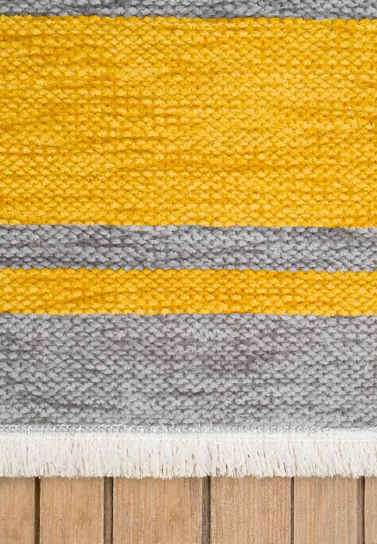 Двусторонний безворсовый ковер из шенилла NK 06 Grey Yellow
