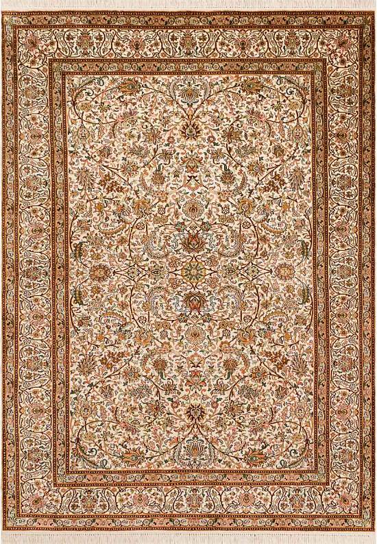Шелковый ковер ручной работы 234792-Shah Abas beige/beige