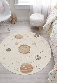 ковер в интерьере Piccolo PCL 02 Cream Multy круг
