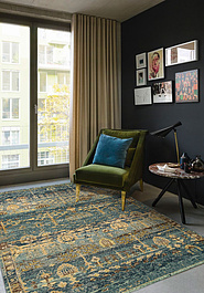безворсовый ковер в интерьере Eden Indigo Blue