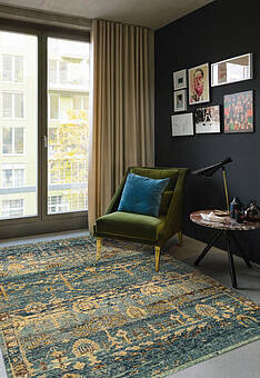 безворсовый ковер в интерьере Eden Indigo Blue