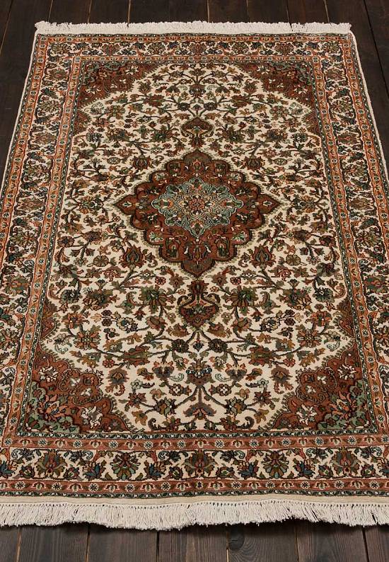Шелковый ковер ручной работы из Индии 244190-Kerman beige/brown