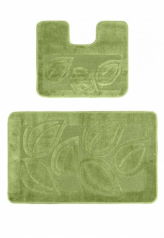 Зеленый комплект ковриков для ванной и туалета Flora 2510 Green PS