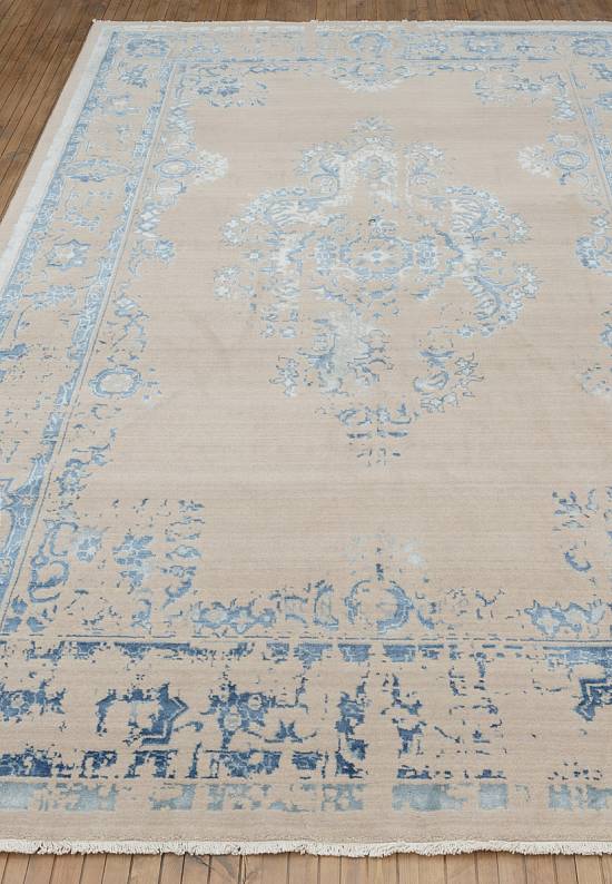 Винтажный турецкий ковер 473-Beige-Navy