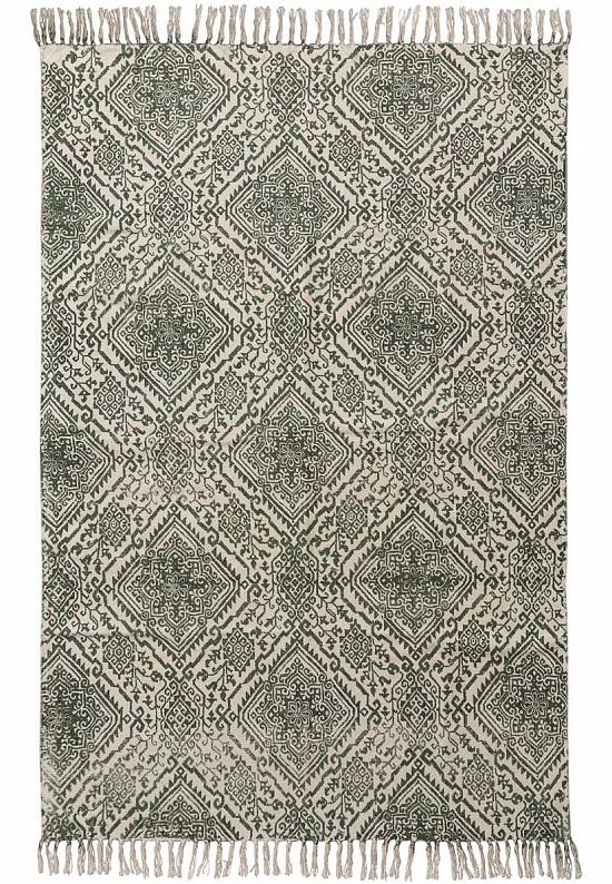Безворсовый ковер из хлопка JHC-17-07 natural-green