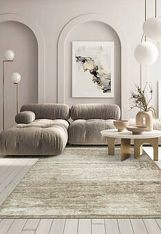 ковер в интерьере Uvenuti Taupe Silky Beige