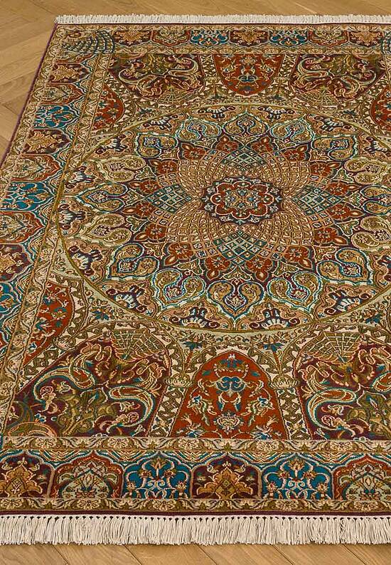 Шелковый ковер ручной работы IIST-GI97K2JJ5 Khatamband