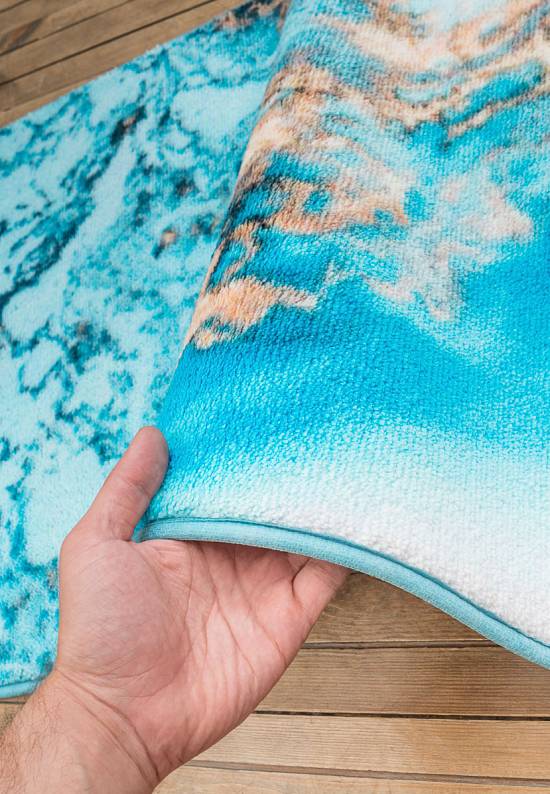 Бирюзовый коврик для ванной  Water Foam 01 Blue